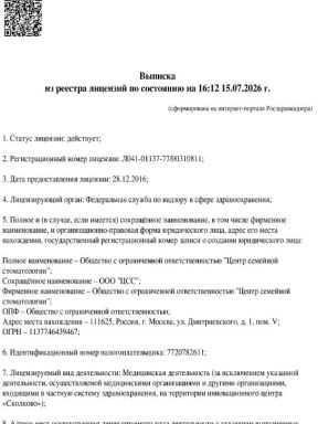 Выписка из реестра лицензий по состоянию на 16:12 15.07.2026 г.